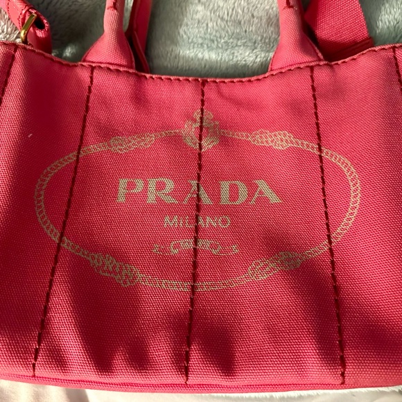 Prada Canapa Hand Bag and with Crossbody Strap in Pink - Picture 10 of 10